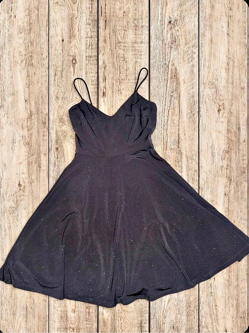 Windsor Bright Night Glitter Skater Party Dress Black Small